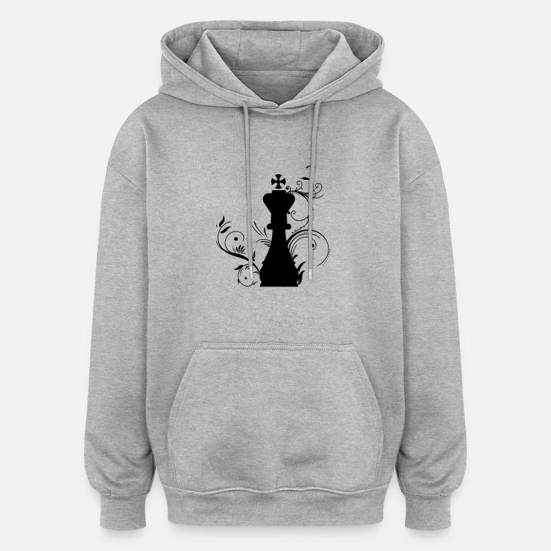 Schach König - Oversized Unisex Hoodie - Grau meliert