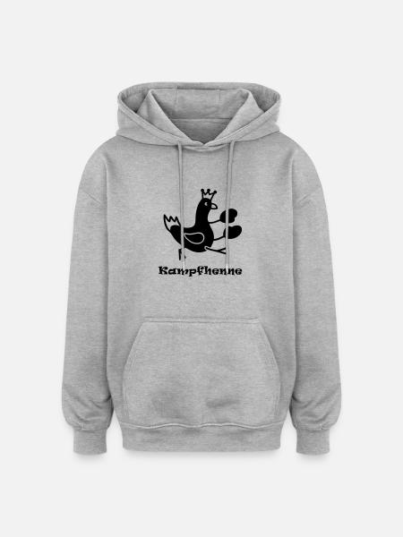 Kampfhenne - Oversized Unisex Hoodie - Grau meliert