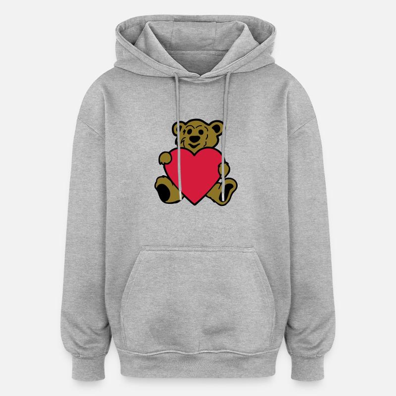 ours en peluche baer - Sweat à capuche oversize unisexe - gris chiné