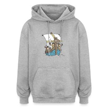 Viking Boat front - Sweat à capuche oversize unisexe - gris chiné - Devant - Noah (186cm)