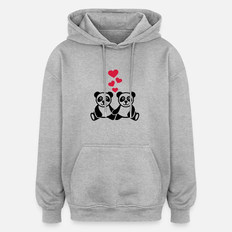 Panda - Sweat à capuche oversize unisexe - gris chiné