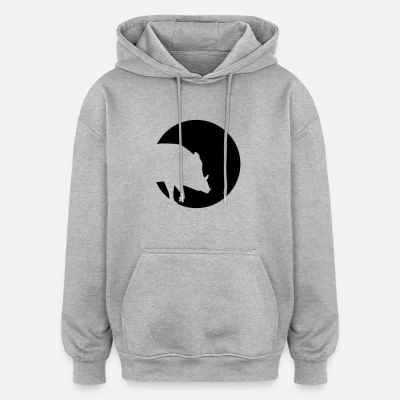 Cochon sauvage - Sweat à capuche oversize unisexe - gris chiné