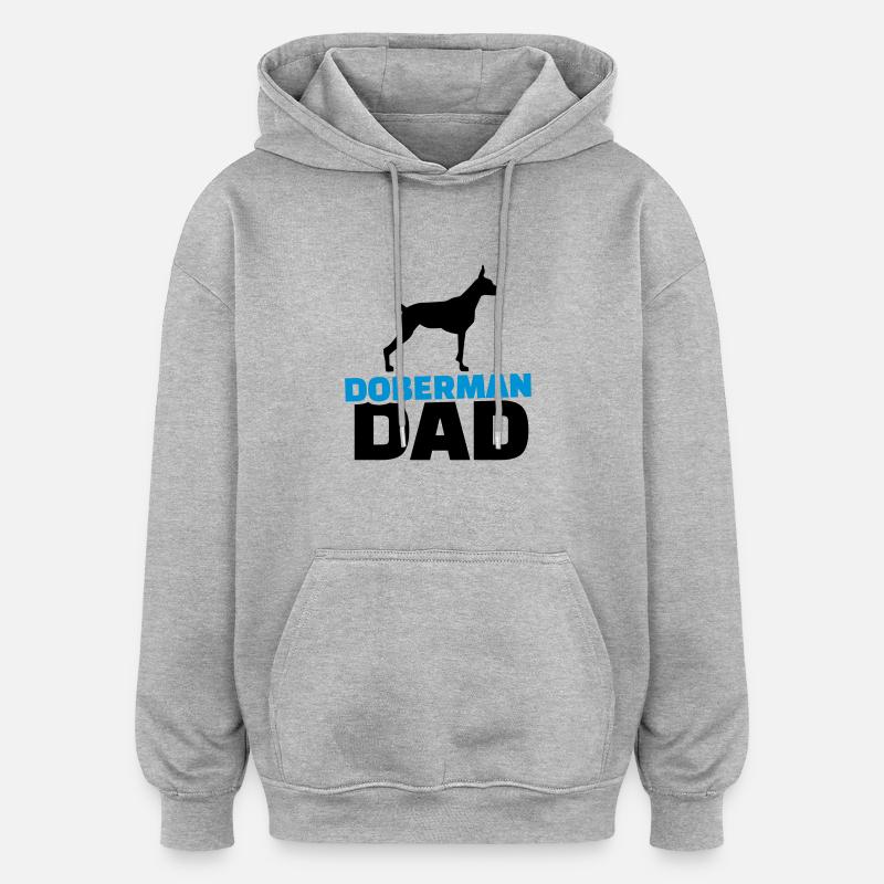 Doberman Dad - Sweat à capuche oversize unisexe - gris chiné
