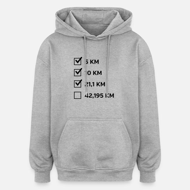 Marathon 42,195 - Sweat à capuche oversize unisexe - gris chiné