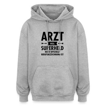 Arzt Superheld - Oversized Unisex Hoodie - heather grey - Front - Noah (186cm)