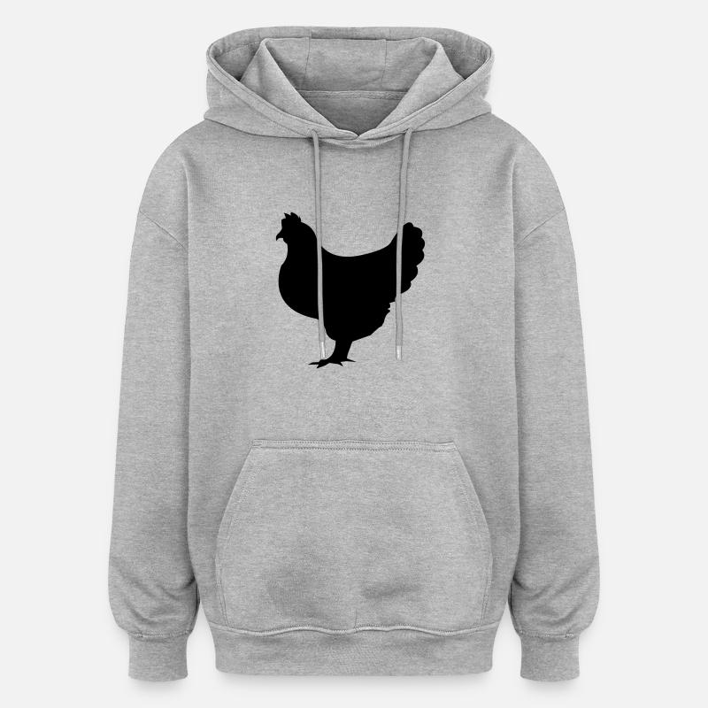 huhn_001 - Sweat à capuche oversize unisexe - gris chiné