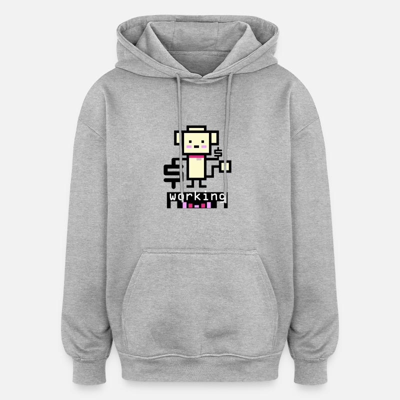Caniche travaillant - Sweat à capuche oversize unisexe - gris chiné