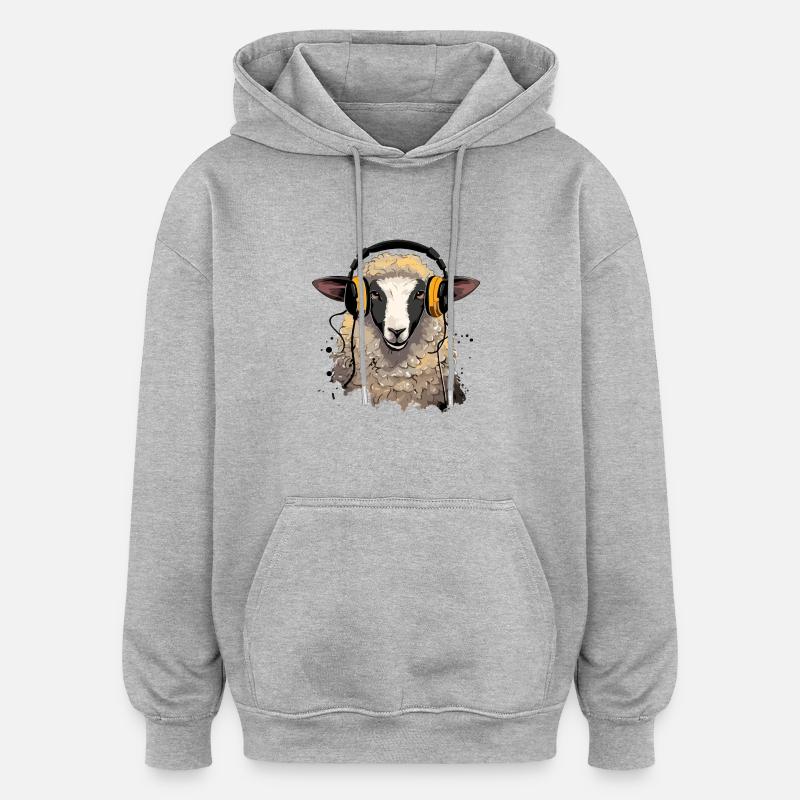 Beki le mouton audiophile - Sweat à capuche oversize unisexe - gris chiné