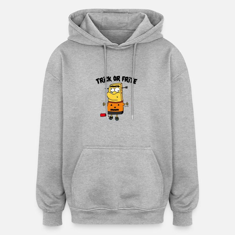 Trick oder frittiert! - Oversized Unisex Hoodie - Grau meliert