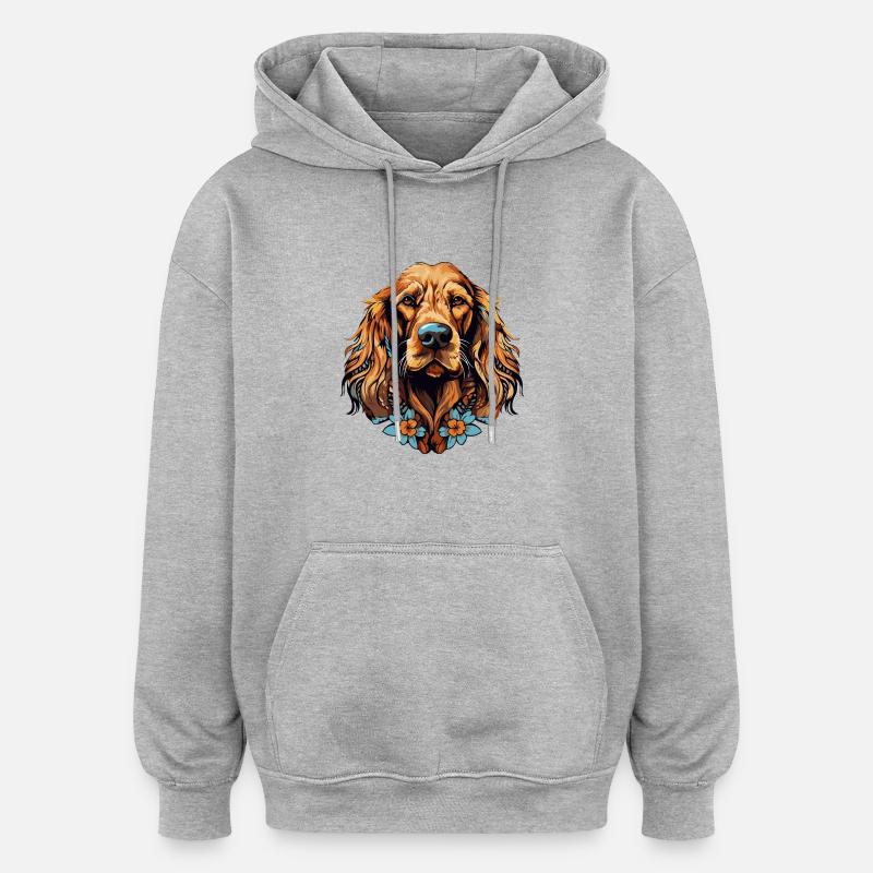 Chien Chien Teckel - Sweat à capuche oversize unisexe - gris chiné