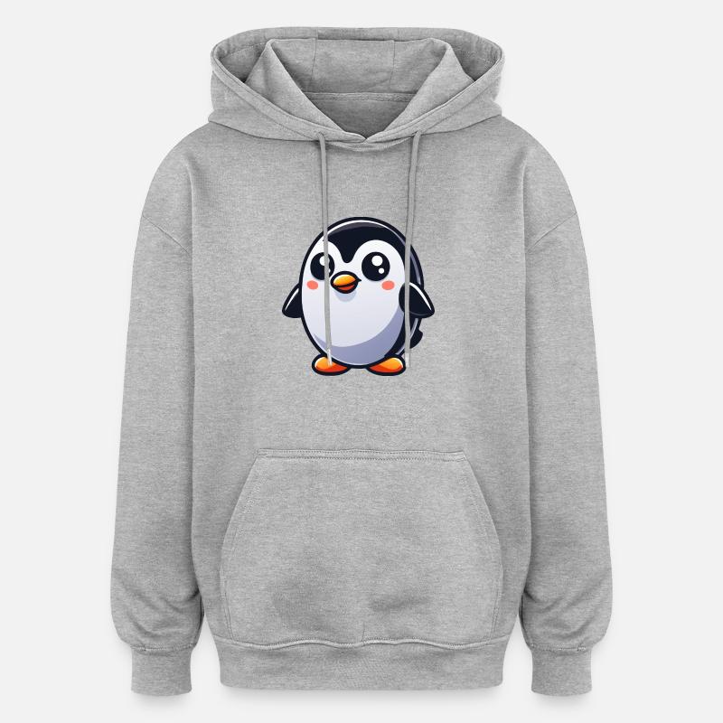 Pingouin - Sweat à capuche oversize unisexe - gris chiné