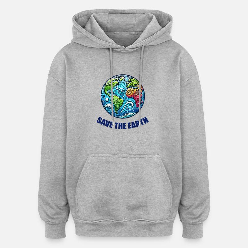 Planète Terre - Sweat à capuche oversize unisexe - gris chiné