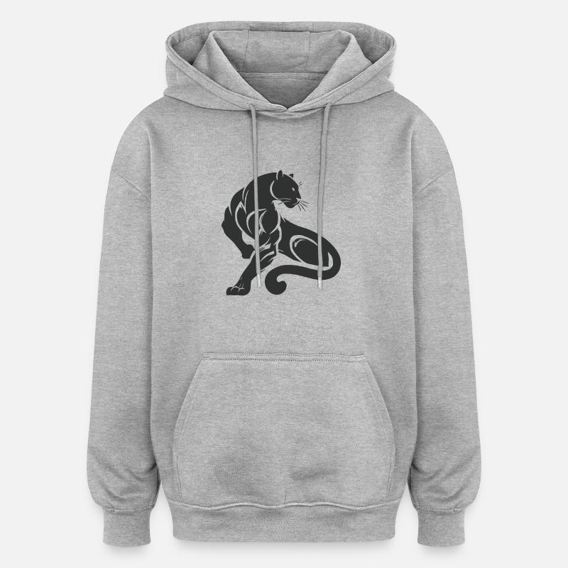 Panthère léopard - Sweat à capuche oversize unisexe - gris chiné