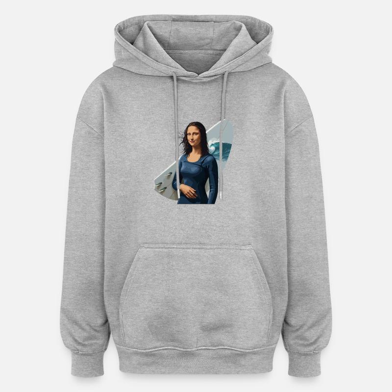 Mona Lisa surf babe - Sweat à capuche oversize unisexe - gris chiné