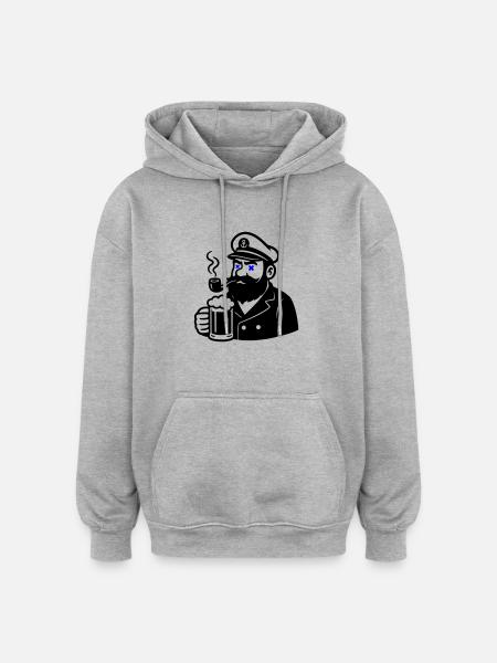 Captain Beer - Oversized Unisex Hoodie - heather grey