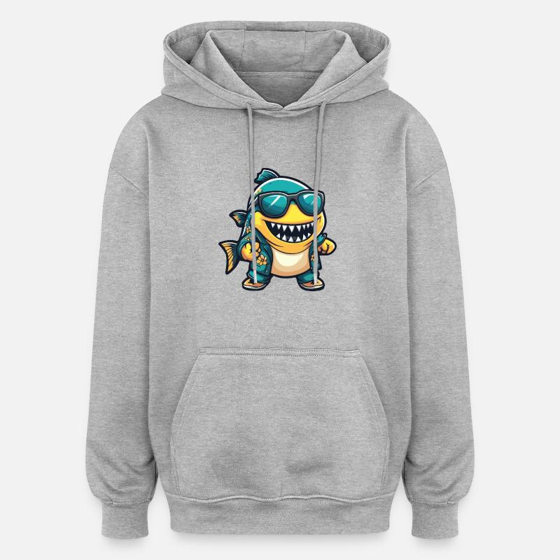Piranha Fish Comic Vacation - Oversized Unisex Hoodie - heather grey