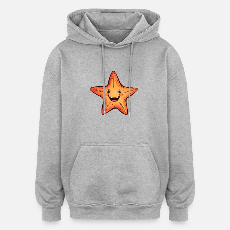 Starfish Comic Kawaii - Sweat à capuche oversize unisexe - gris chiné