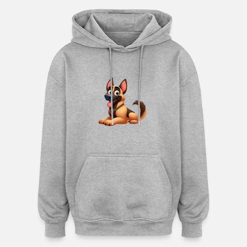 German Shepherd 9 - Oversized Unisex Hoodie - heather grey