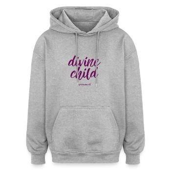 divine child - dunkel - Oversized Unisex Hoodie - Grau meliert - Vorne - Noah (186cm)