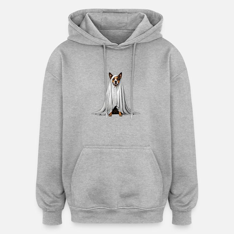 fantôme de chien effrayant - Sweat à capuche oversize unisexe - gris chiné