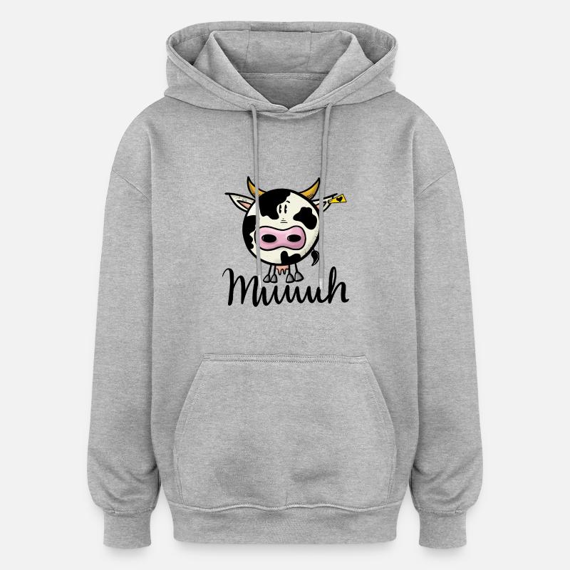 Moo de vache - Sweat à capuche oversize unisexe - gris chiné