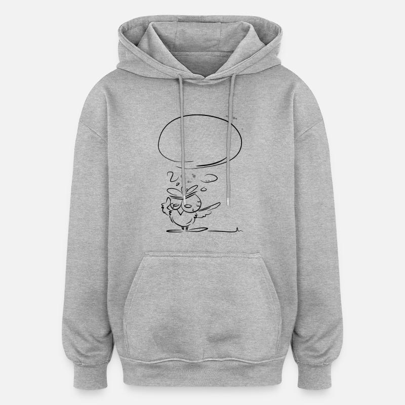 Eule fragend - Oversized Unisex Hoodie - Grau meliert