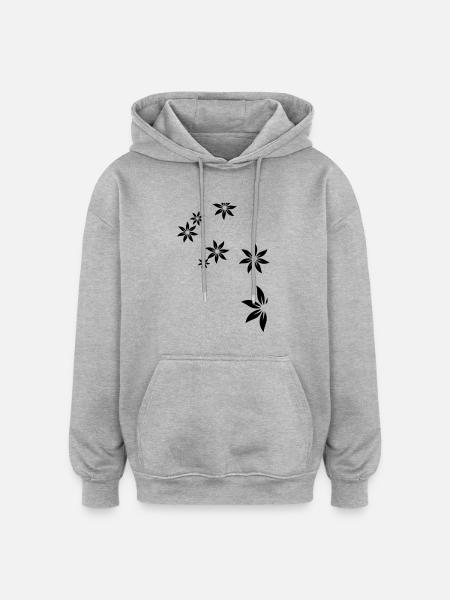 Fleurs, déco, fleur - Sweat à capuche oversize unisexe - gris chiné
