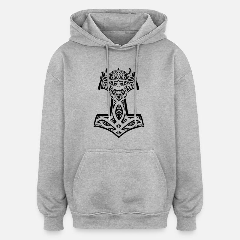 Thors Hammer - Oversized Unisex Hoodie - Grau meliert