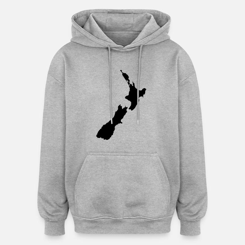 Map NZ - Oversized Unisex Hoodie - Grau meliert