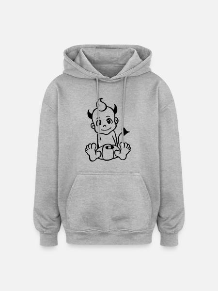 Kleiner Teufel - Oversized Unisex Hoodie - Grau meliert