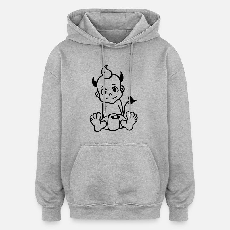 Kleiner Teufel - Oversized Unisex Hoodie - Grau meliert