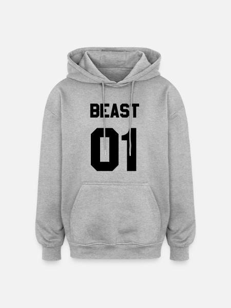 Beast 01 - Oversized Unisex Hoodie - Grau meliert