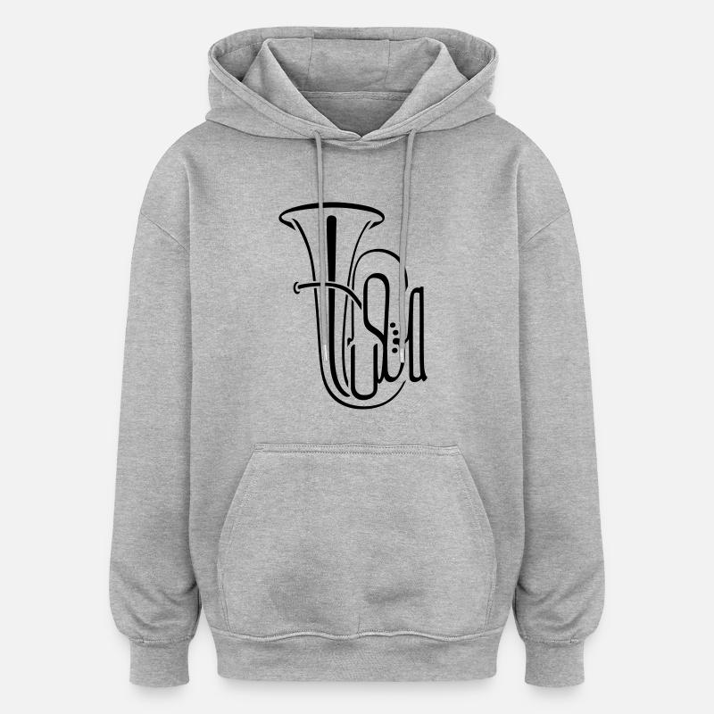 Tuba, Instrument - Oversized Unisex Hoodie - Grau meliert