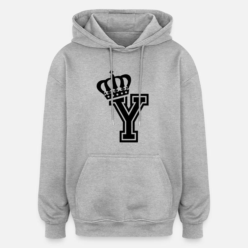 Lettre Y - Sweat à capuche oversize unisexe - gris chiné