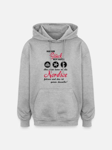 Glück Nordsee - Oversized Unisex Hoodie - Grau meliert