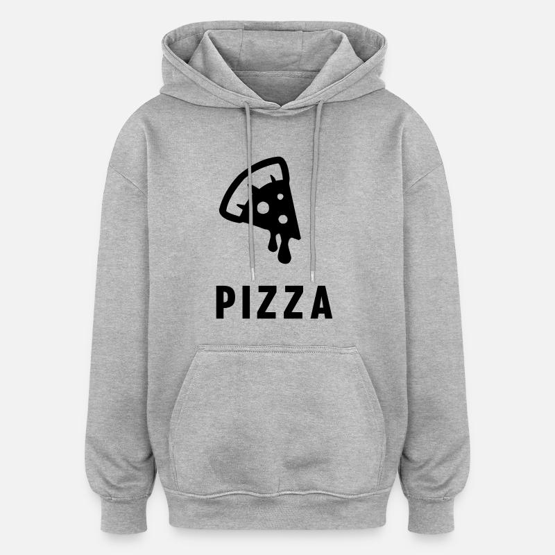 Pizza - Oversized Unisex Hoodie - Grau meliert