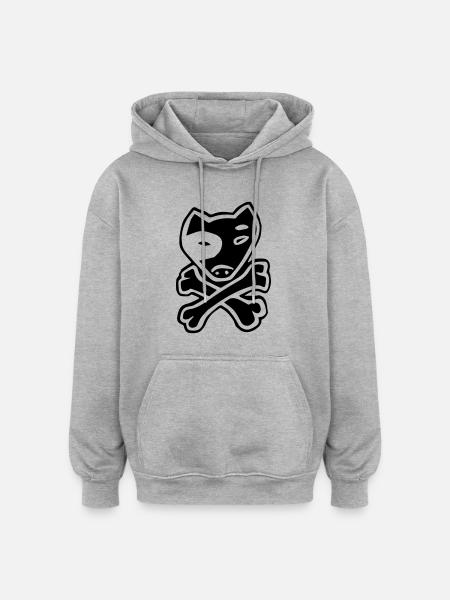 Pitbull dog skull pirate - Oversized Unisex Hoodie - heather grey