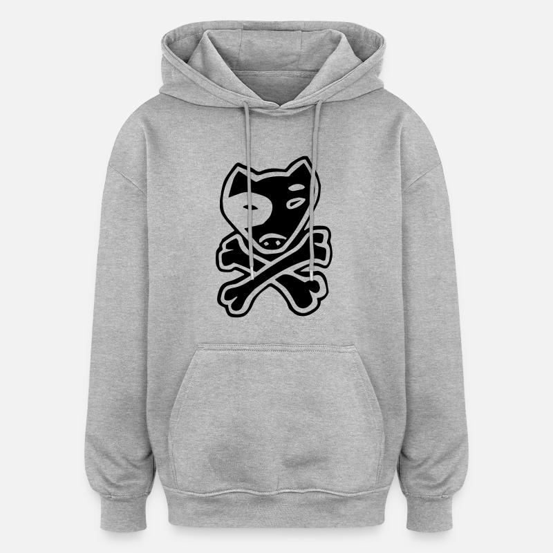 Pitbull chien crâne pirate - Sweat à capuche oversize unisexe - gris chiné