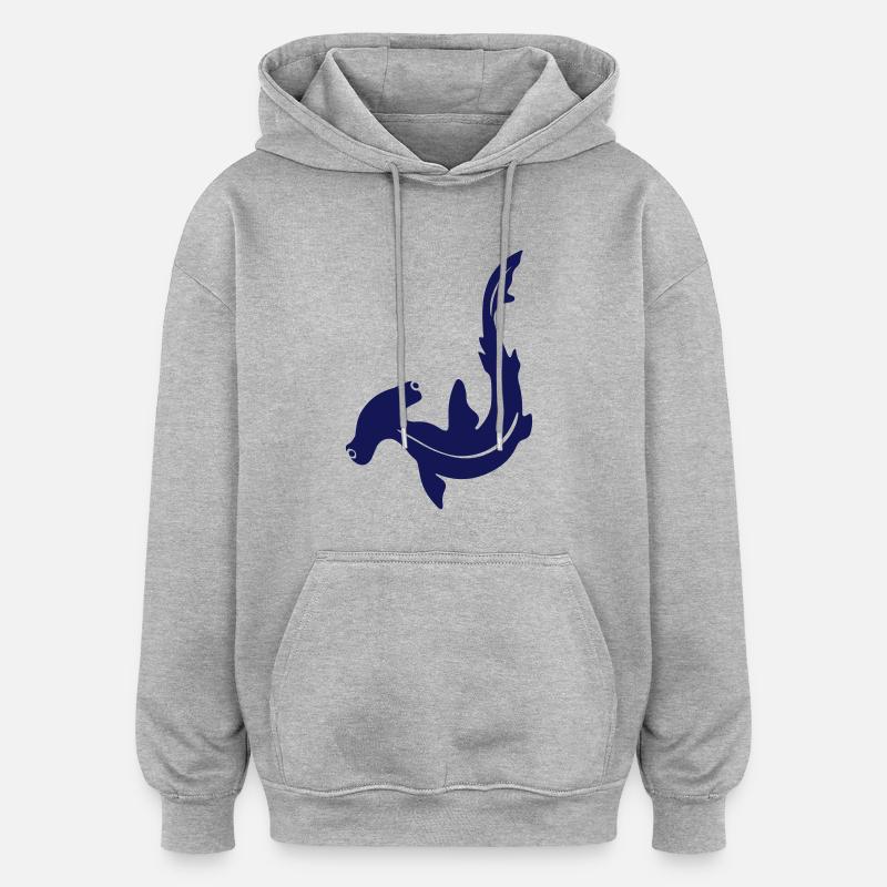 Requin-marteau - Sweat à capuche oversize unisexe - gris chiné