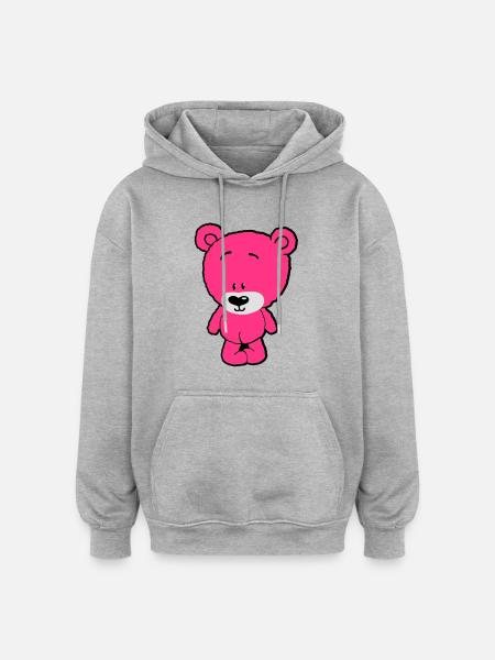 Cute Bear - Oversized Unisex Hoodie - heather grey