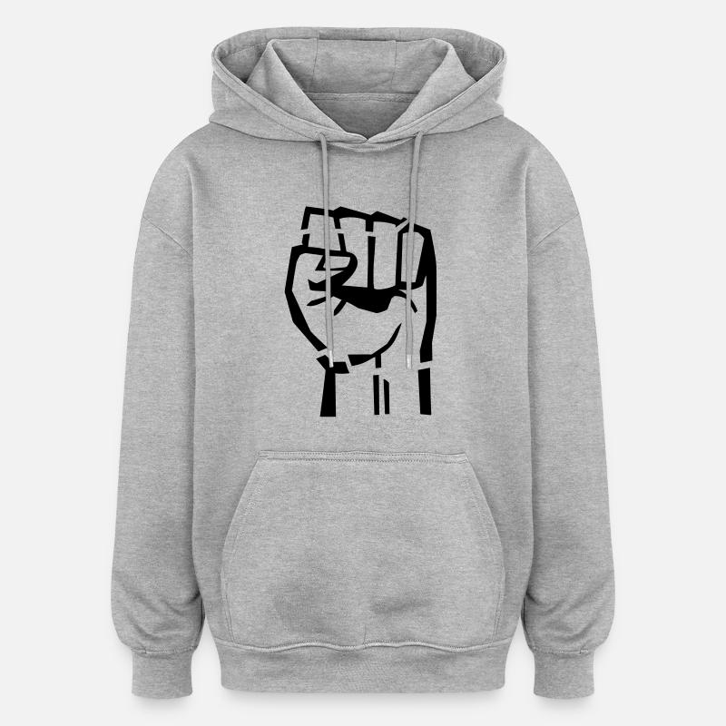 power_hand__f1 - Sweat à capuche oversize unisexe - gris chiné