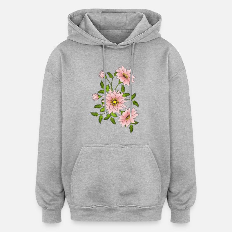 fleurs - Sweat à capuche oversize unisexe - gris chiné