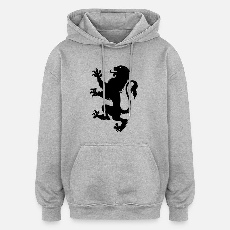Noir lion de - Sweat à capuche oversize unisexe - gris chiné