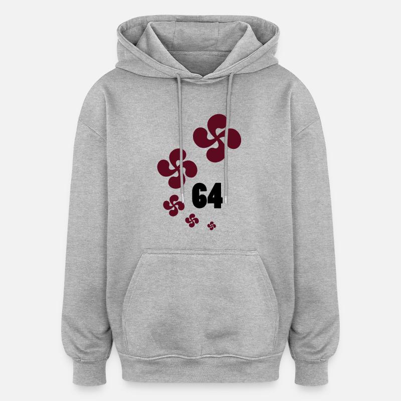 Euskal Herria 64 - Sweat à capuche oversize unisexe - gris chiné