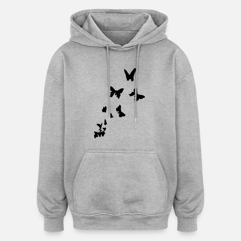 papillon - papillons - Sweat à capuche oversize unisexe - gris chiné