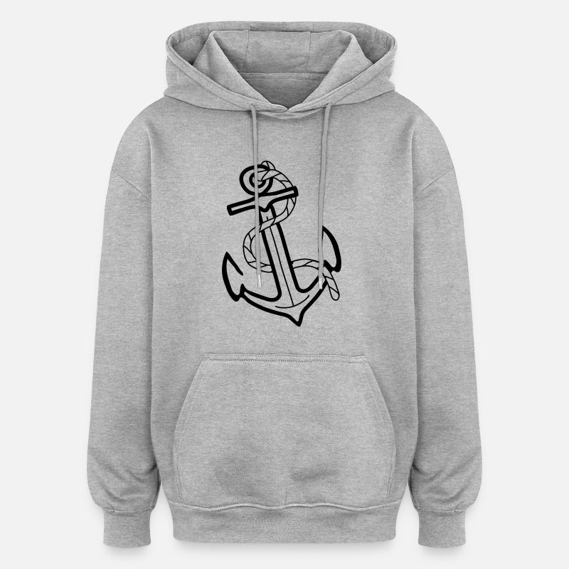 ancre du bateau_a1 - Sweat à capuche oversize unisexe - gris chiné