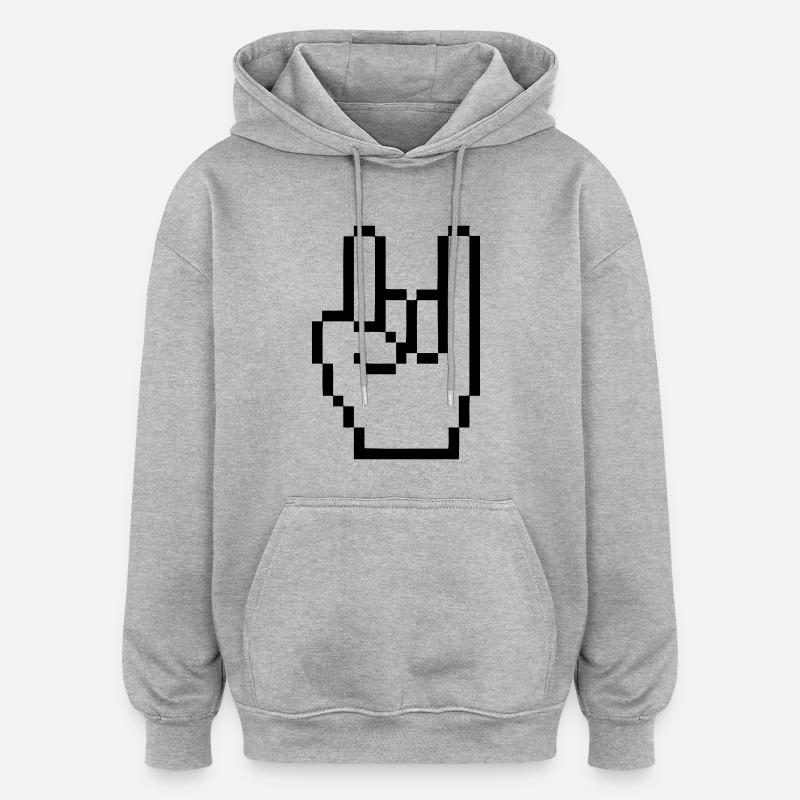 Handzeichen Cursor Rock - Oversized Unisex Hoodie - Grau meliert