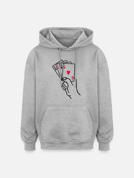 Poker - Oversized Unisex Hoodie - heather grey
