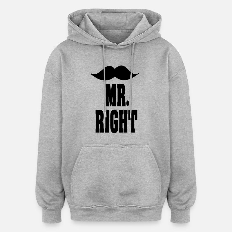 mr_right - Sweat à capuche oversize unisexe - gris chiné