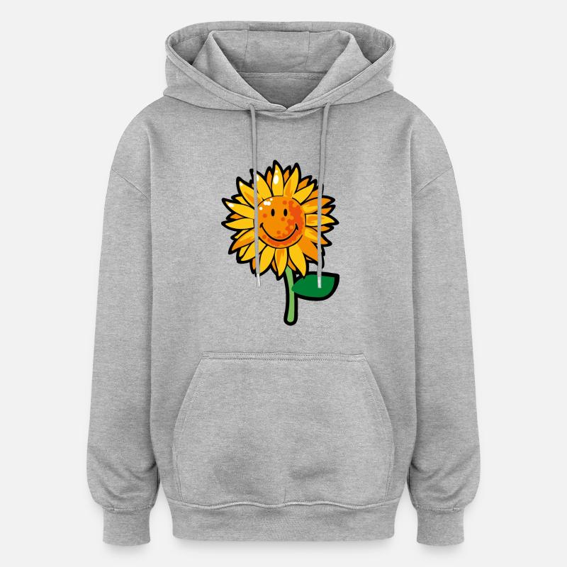 Smiley Sunflower - Sweat à capuche oversize unisexe - gris chiné